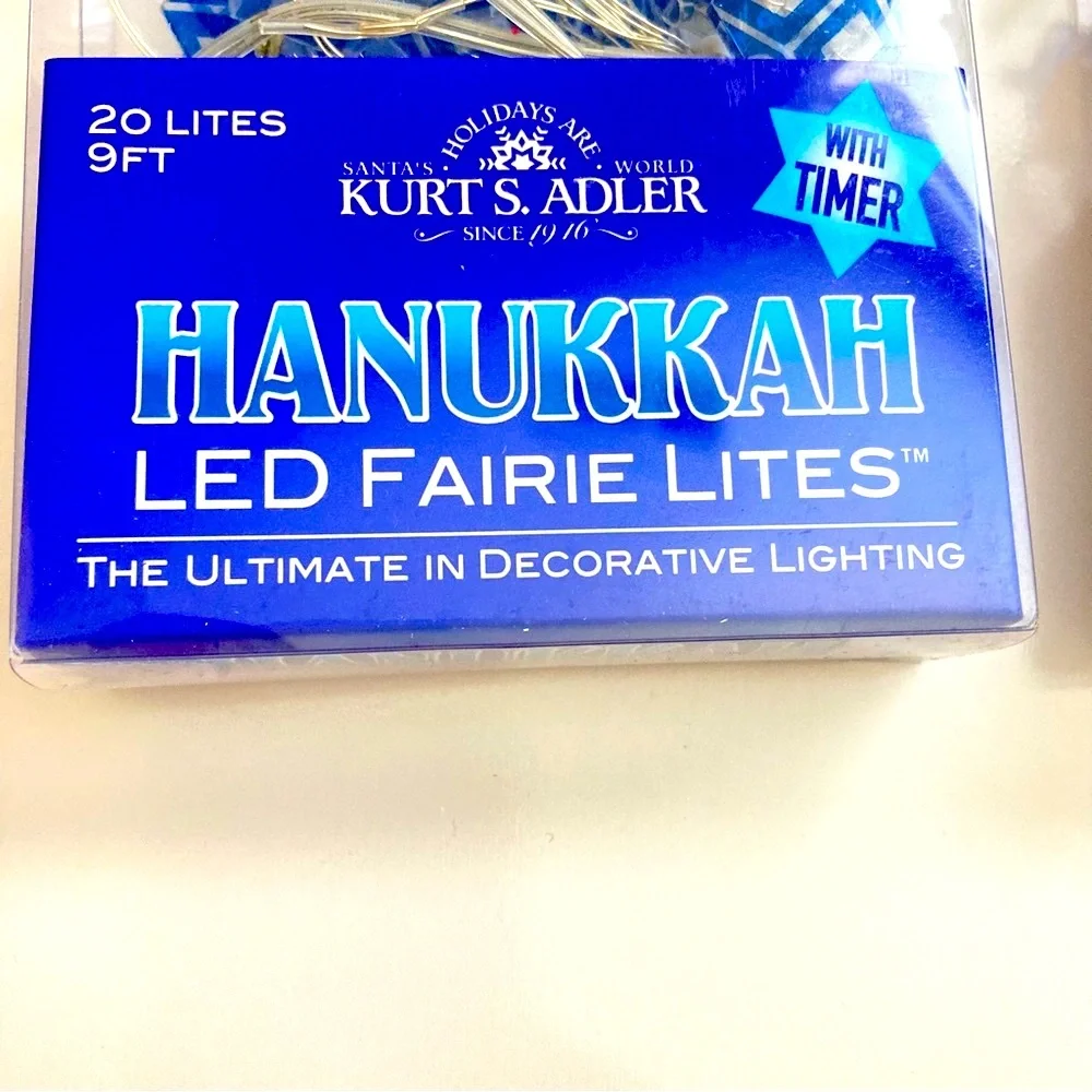 🆕 Hanukkah Dreidel LED Fairie Lites 9’ Lights with Timer Battery-Operated